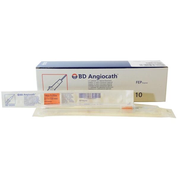 Cateter iv s/alas angiocath 14g 2.1x133mm naranja