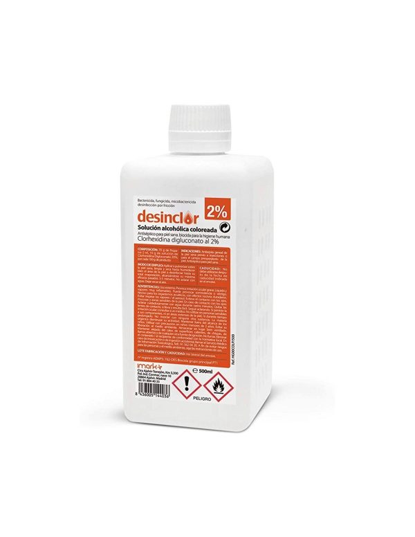 Clorhexidina alcohólica 2% 500ml (1u) coloreada