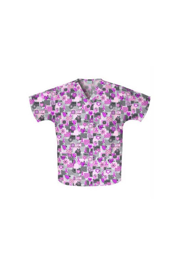 Top cuello v 2 bolsillos estampado manga japonesa
