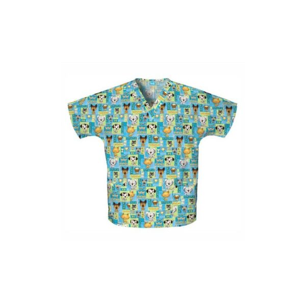 Top cuello v 2 bolsillos estampado manga japonesa