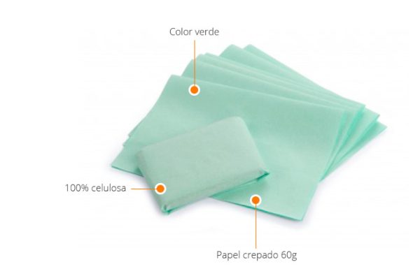 Papel crepado verde para vapor 75x75 caja 348u