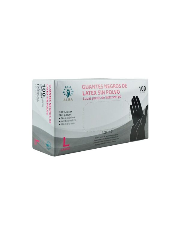 Guantes de látex negro sin polvo xs (100u) alba - Imagen 3