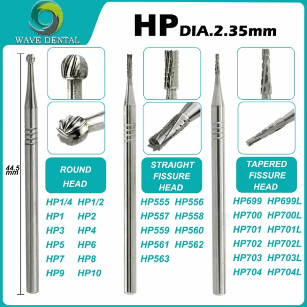Fresa dental tungsteno bola redonda hp1/2 longitud - Imagen 2