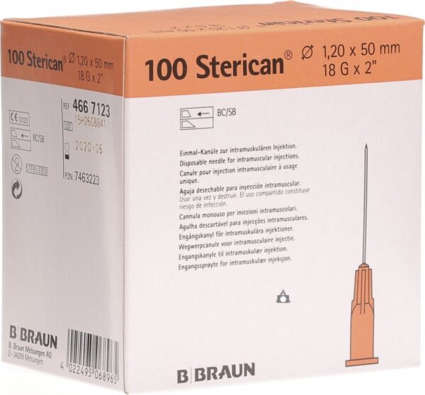 Aguja 18g 1,2 x 50mm (100u) rosa braun